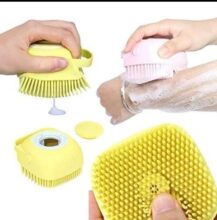 Silicone soft bath brush with Liquid Soap dispenser & hook