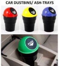 Car trash bin with swing lid