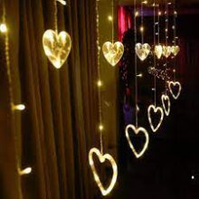 Decorative 12 Heart Shape (6+6) Led Curtain String Lights Imported quality