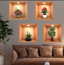 Amazing flower shape wall sticker set of 4