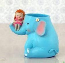 Cute Girl on Elephant Pot for Room, Home & Office