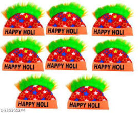 Holi Festival Colorful Fancy Cap With Feather