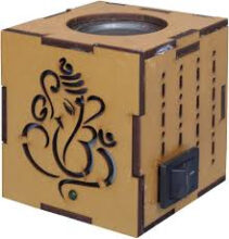 Lord Ganesh Wooden Kapoor Dani Electrical Camphor Diffuser with On Off Switch