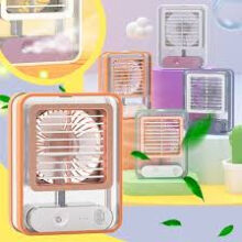 Rechargeable USB Fan With Mist Water Spray With Led Light Imported Quality