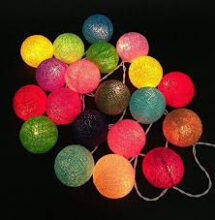 Cotton Ball LED String Lights Multi Color