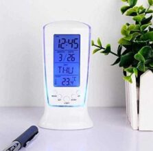 White Customized Backlit Table Clock With Digital Display