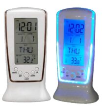 White Customized Backlit Table Clock With Digital Display