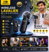 Koosda wireless live streaming lavalier microphone with 5 voice changer